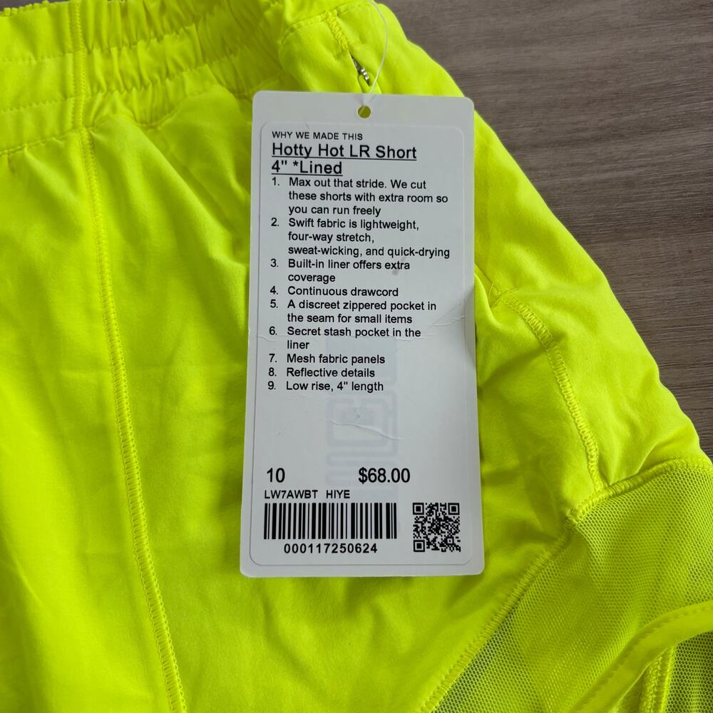 NWT Lululemon Hotty Hot Short II Long 4" Highlight Yellow Women Size 10 - Picture 3 of 7